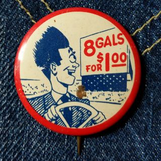 Vintage 1940s Novelty Pin Pinback Button 8 Gals For $1 Billboard