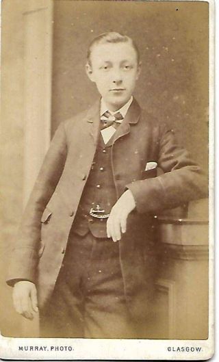 Cdv Photo Young Man With Watch Chain.  Photographer: Murray,  Glasgow.  Pre - 1887.