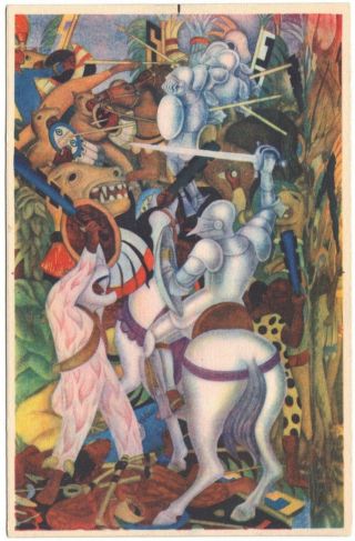 Diego Rivera,  La Conquista,  Palacio De Cortes,  Mexico Art,  Old Postcard