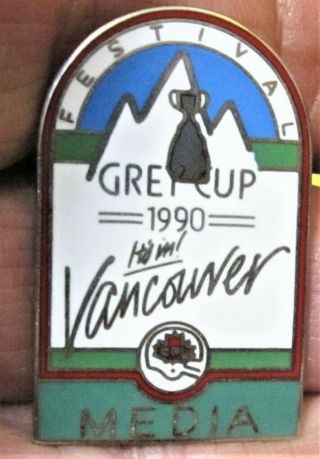 1990 Cfl Grey Cup Festival Vancouver Media Pin