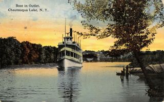 Chautauqua Lake York City Of Buffalo Steamer In Outlet 1912 Postcard
