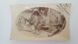 Real Photo Of Asian Indian Woman Spining C1920