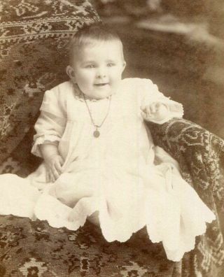 Antique Cabinet Photo Sweet Victorina Baby W Locket By Berlin Studio Of Chicago
