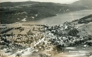 Barton,  Vt Richardson Rppc 194 View Of The Village And Lake 1953