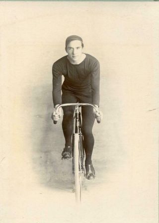Reprint Of A Vintage Edwardian Cabinet Card Of A Young Man On A Bicycle,  7x5 "