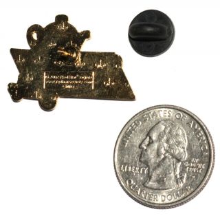 2002 Red Hat Society Tea Pot Gold Tone Enamel Pin Brooch 2