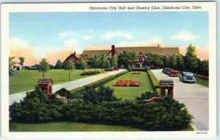 Ok Oklahoma City Golf And Country Club Ca 1940s Linen Postcard