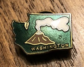 Washington State With Volcano Travel Souvenir Lapel Hat Pin Pinback