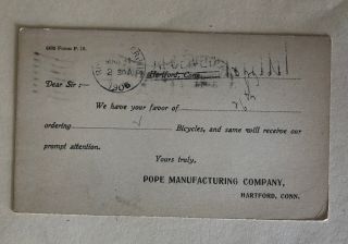 1906 Postcard Pope Manufacturing Company Hartford Connecticut Bicycles
