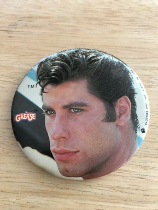 Vintage John Travolta As Danny Sulivan Grease Movie Promo 1978 Pinback Button