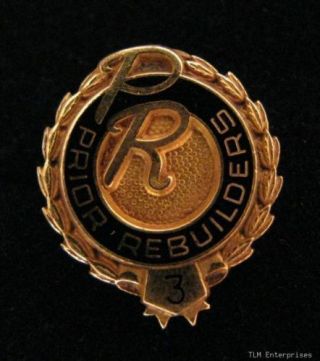 Prior Rebuilders Vintage Award Pin 3 Years Service - 1/10 10k Yellow Gold