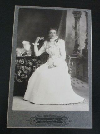 Antique Cabinet Card Victorian Woman Seated At Table Hamilton Montana