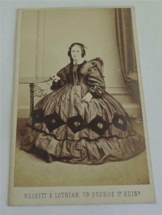 Cdv Victorian Lady In Crinoline Nesbitt & Lothian Edinburgh 1840 
