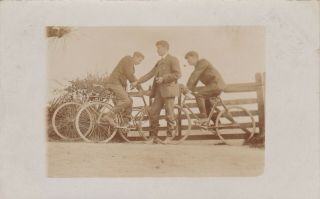 Old Vintage Photo Men Fashion Cycling Bikes Smoking Pipe F2