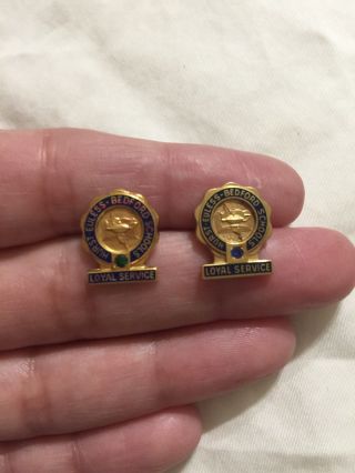 Vintage Service Pins 1/10 10k Gold Fill Sapphire And Emerald