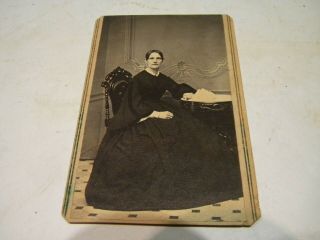 A Cdv With Tax Stamp Of A Victorian Lady Having Her Tea