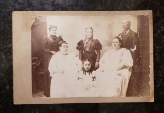 Unusual Photo - Two Obese Twins In White With Family - Late 1800s