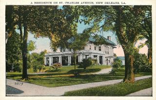 Orleans Louisiana St Charles Avenue Mansion In January 1920s Post Card