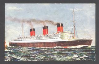 Artist Postcard Cunard Line R.  M.  S.  Queen Mary 1937