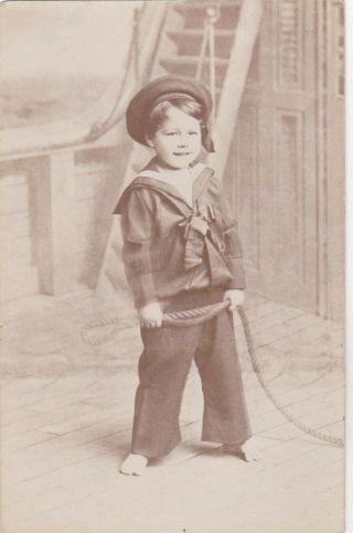 Old Photo Children Boy Military Uniform Sailor Named Bennetton 1910 F2