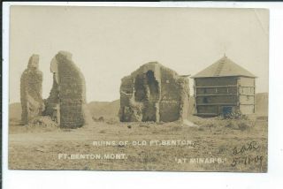 Ft Benton Mt Montana Rppc Postcard Ruins Of Old Fort At Minar 