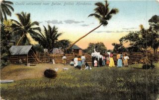 Postcard British Honduras Belize Coolie Settlement