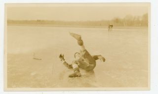 Jack Murphy Takes A Tumble On The Ice Quirky Snap Circa 1930