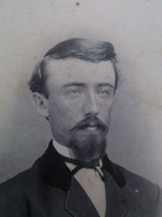 Civil War Era Cdv Handsome Man Beard And Mustache Black Velvet Collar
