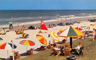 Ormond Beach Florida Ellinor Village Beach Scene Lifeguard Chair 1950s Cars Pc