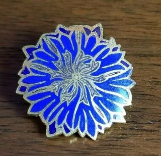 Vintage " Whitehead & Hoag " Newark Nj Lapel Pin W/ Blue - Green Flower Design
