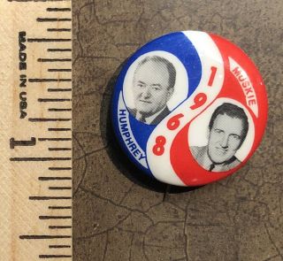 Hubert Humphrey & Muskie (1968) Vintage Presidential Campaign Pin Rare