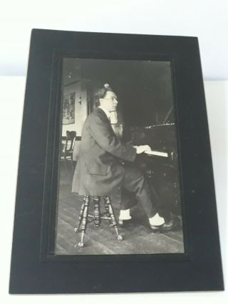 Man Seated At Piano In Hall Cabinet Card Photograph Early 1900s