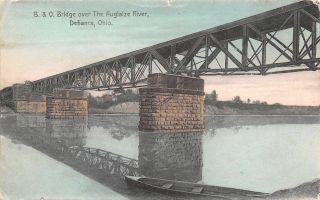 Defiance Oh Handcolored Baltimore & Ohio B&o Railroad Bridge Auglaize River 1910