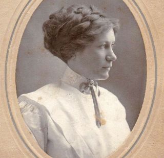 Pretty Girl W/ Braided Hair - Early 1900s Oval Photo Portrait