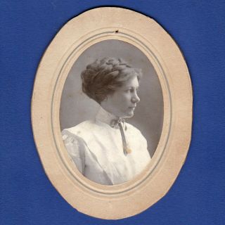 Pretty Girl w/ Braided Hair - Early 1900s Oval Photo Portrait 2