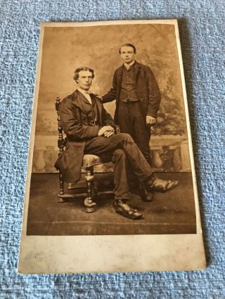 Cdv Photograph,  Two Victorian Gentlemen Carte De Visite By J Groom Of Shrewsbury