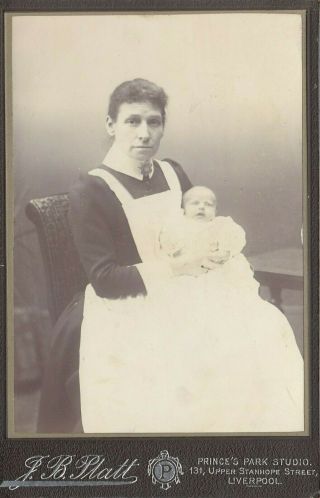 Old Professional Photograph Of Nanny And Baby.  Adult And Children 