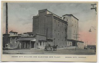 (3967) Hand Colored Fred Harvey Postcard Milling & Elevator Dodge City Kansas