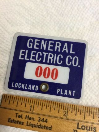 Vintage General Electric Ge Employee Badge Tag Lockland Plant Ohio