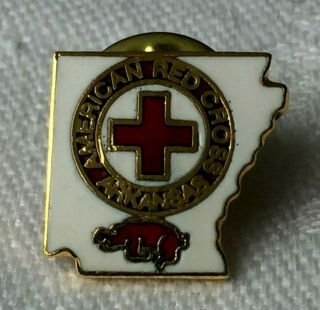 American Red Cross Pin Arkansas State Map Razorbacks Vest Lapel Pin