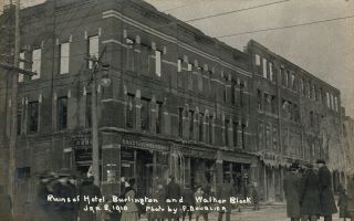 Burlington,  Vt Rppc Ruins Of The Hotel Burlington And Walker Block 1910