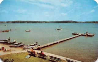 Three Rivers,  Mi Michigan Corey Lake Dock Swimmers Boats St Joseph Co Postcard
