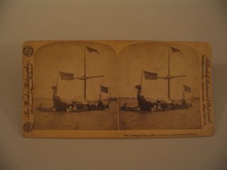 Norwegian Viking Ship Norway United States Stereoview Photo Cdii As - Is