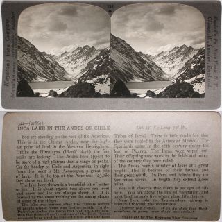 Keystone Stereoview Inca Lake In The Andes,  Chile Sa From Rare 1200 Card Set 134