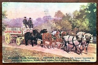 J.  Crouch & Son Lafayette Livestock Farm 6 - Horse Team & Wagon View,  1911 Pmk