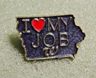 Walgreens I Love (heart) My Job Iowa State Shaped Lapel Pin Pharmacy Store Chain