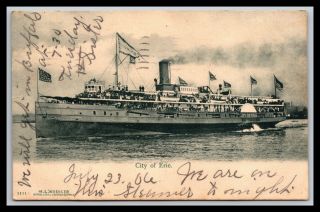 Buffalo York City Of Erie Steamship Postcard,  C & B Line,  H L Woehler,  1906