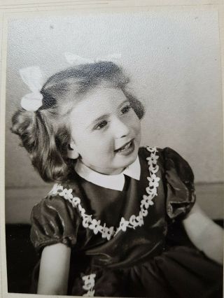 Vintage Black And White Photograph,  Pretty Girl,  Child,  Bow In Hair,  Frock