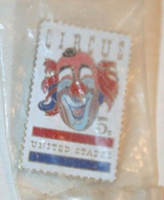 Vintage Circus Clown Stamp Shaped The March Co Pin United States 5 Cents