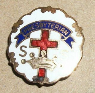 Rare Vtg Little System Presbyterian Sunday School Attendance Enamel Pin